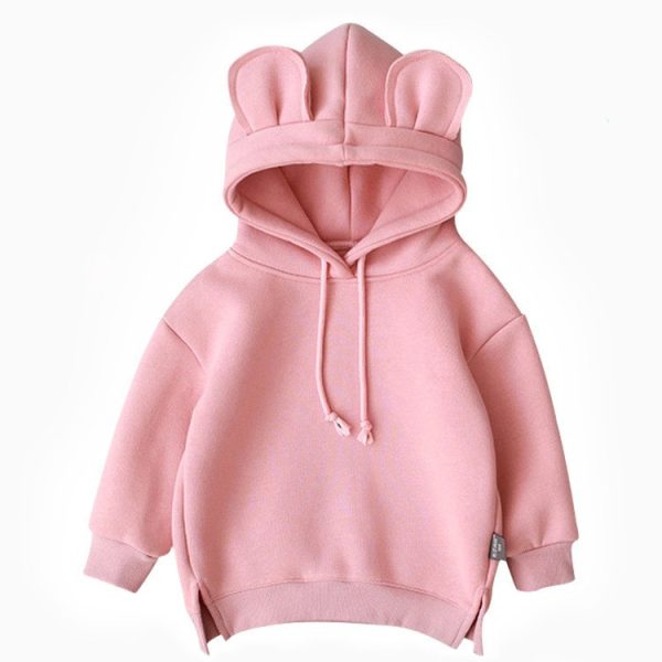 Cartoon Solid Color T-shirt Sweater Fleece Long-sleeved Hooded Children's T-shirt - Image 4