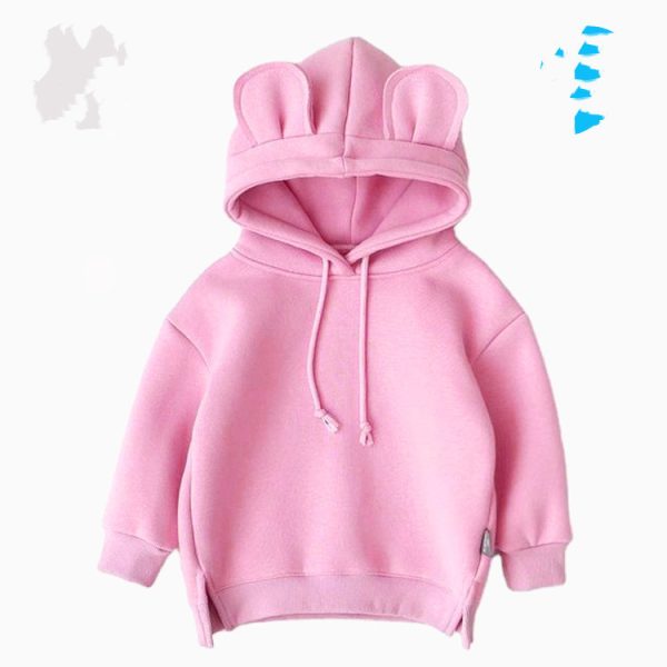 Cartoon Solid Color T-shirt Sweater Fleece Long-sleeved Hooded Children's T-shirt - Image 6