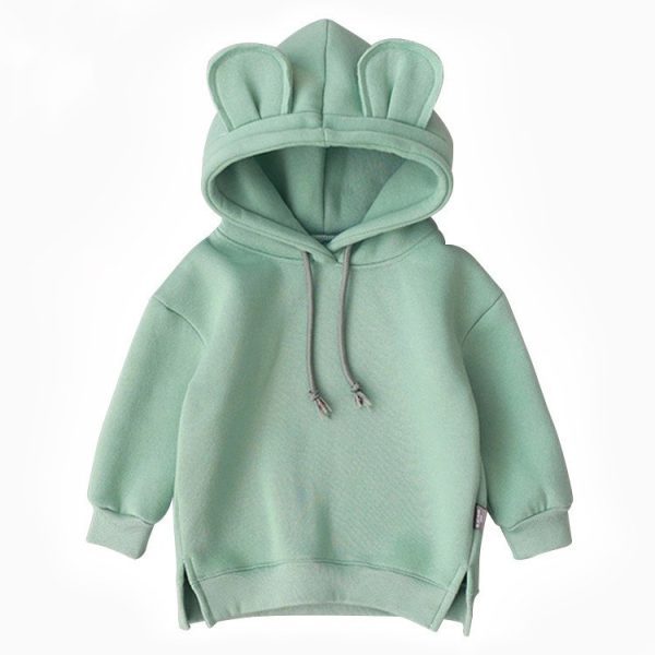 Cartoon Solid Color T-shirt Sweater Fleece Long-sleeved Hooded Children's T-shirt - Image 9