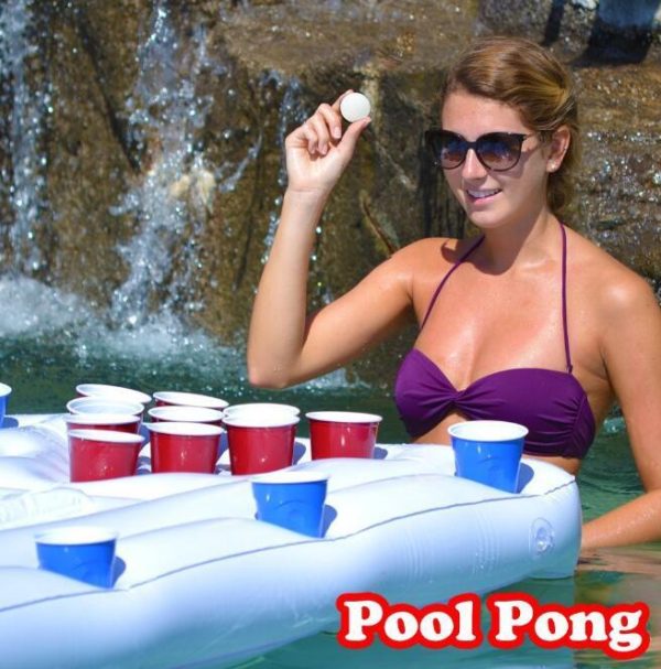 Water Party  Air Mattress Ice Bucket Cooler Cup Holder Inflatable Beer Pong Table Pool Float - Image 3