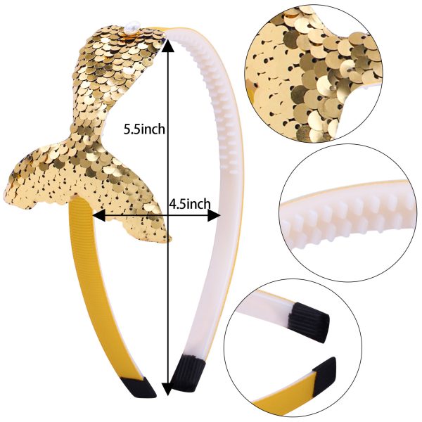 Sequined Hair Accessories Mermaid Tail Flip Fish Scale Pearl Headband Non-slip Manual Hairpin - Image 5