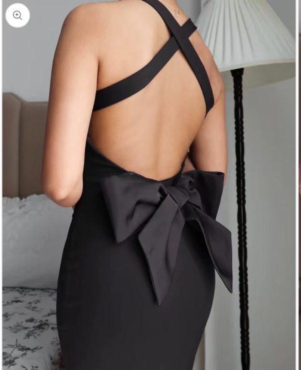 Women Backless Solid Color Slim Cute Dress - Image 7