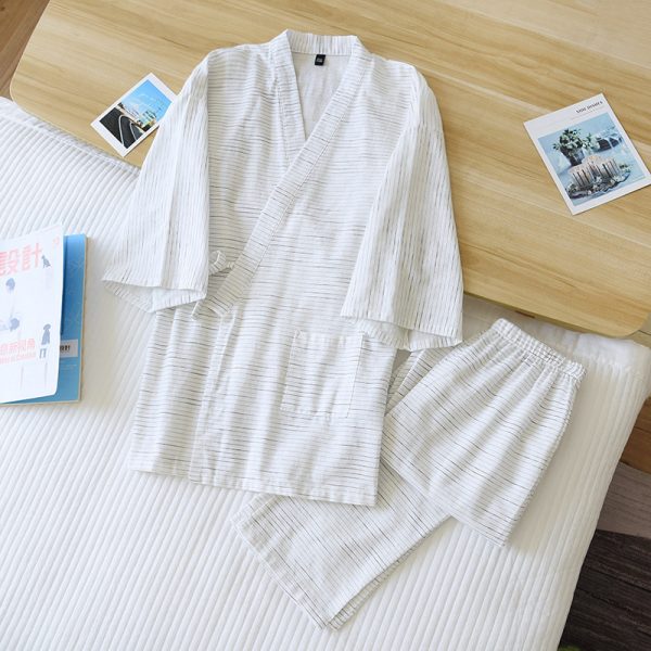 Cotton Jacquard Striped Kimono Suit Spring And Autumn Thin Cotton Cloth - Image 8