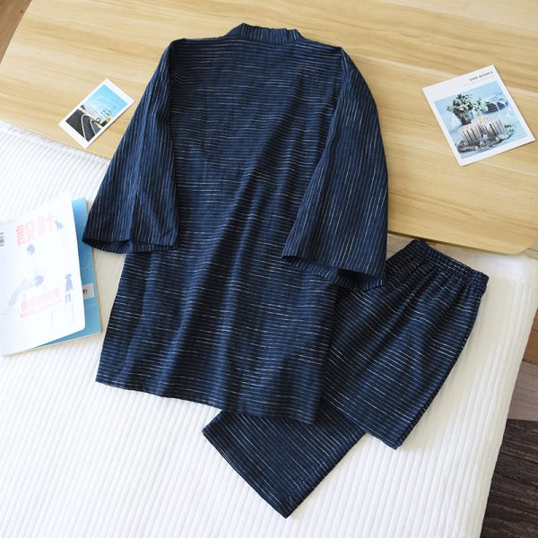 Cotton Jacquard Striped Kimono Suit Spring And Autumn Thin Cotton Cloth - Image 9