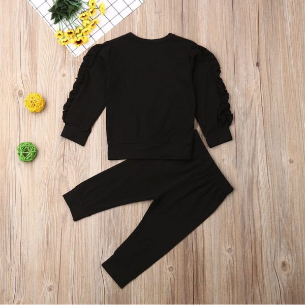 Newborn Baby Boys Girls Ruffles Jumper Solid Long Sleeve Sweatshirt Tops Pants Infant Kids 2Pcs Outfits Clothes Set Fall Clothes - Image 3