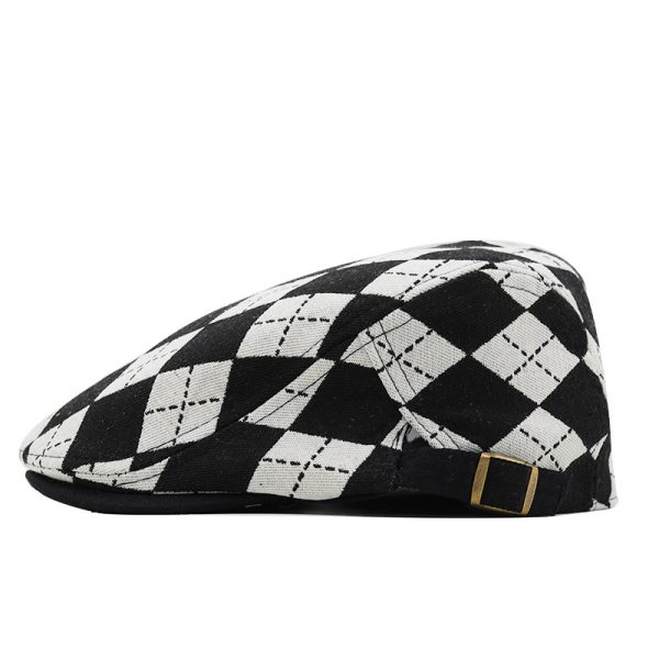 Retro Plaid Short Brim Advance Hats British Casual Painter Hat - Image 7