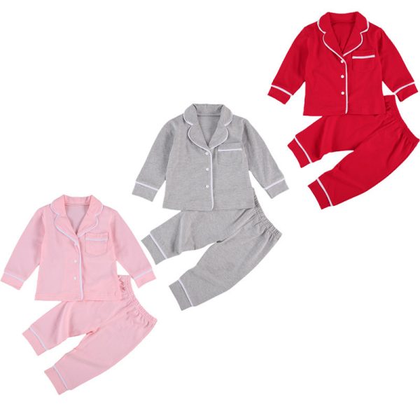 Cotton Two Piece Pajama Sets Toddler Kids Baby Girl Boy - Image 2