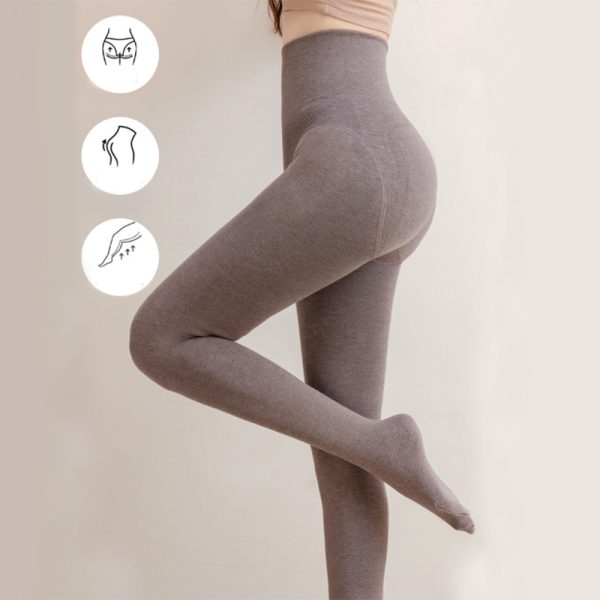 Winter High Waist Leggings With Sock Fashion Slim Pantyhose Warm Thin Legs Pants Women Clothing - Image 5