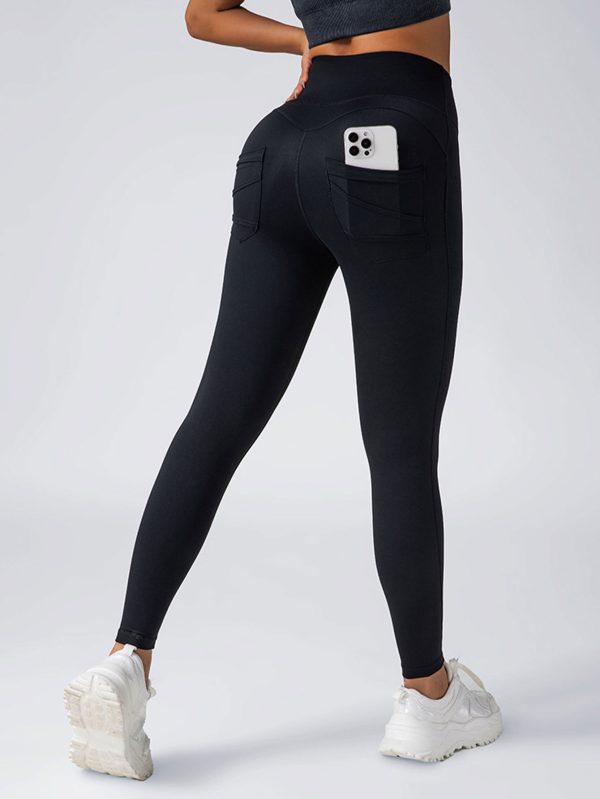 Leggings For Women With Pockets- High Waisted Tummy Control For Workout Running Capri Yoga Pants - Image 3