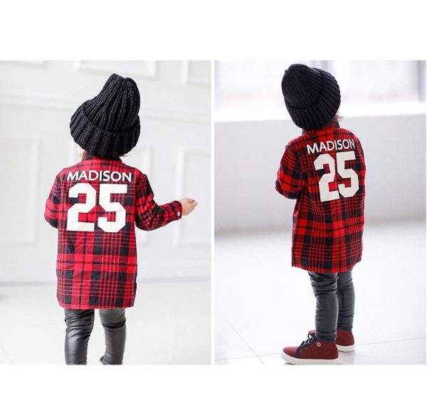 Mother and child red plaid shirt parent-child outfit - Image 4