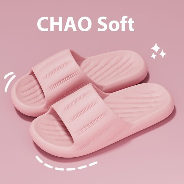 Fashion Solid Color Striped Home Slippers Summer Thick Bottom Non-slip Bathroom Slipper Women Men Couples Shoes - Image 9