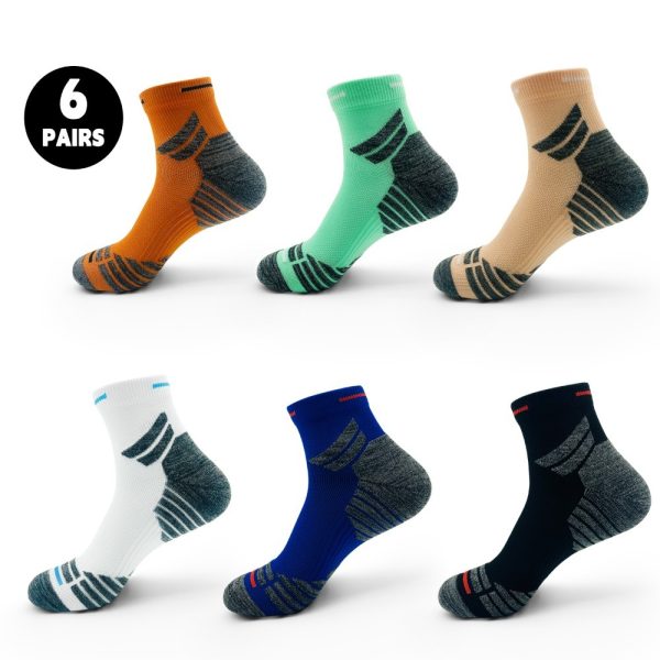 Men's Padded Ankle Socks, 6 Pairs In A Pack. Sports Running Socks. Men's And Women's Round-neck Running Socks - Image 7