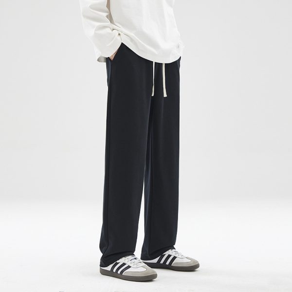 Fashion Brand Draping Effect Straight Gray Sweatpants Men - Image 2