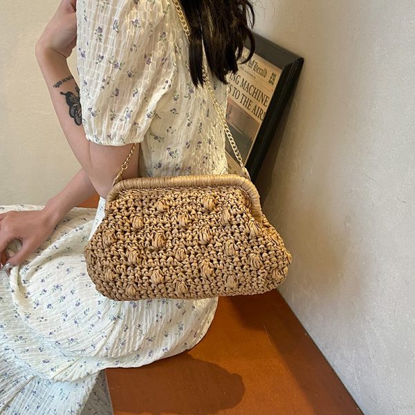 Fashion Woven Bag One Shoulder Hollow Out Beach Bag - Image 3