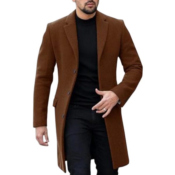 Single-breasted Cardigan Woolen Coat Men's Coat - Image 5