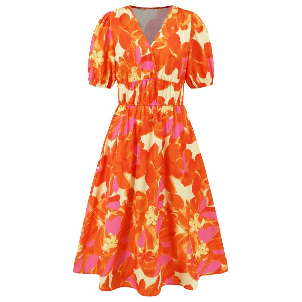 Summer Women's V-neck Bohemian Print Dress - Image 6