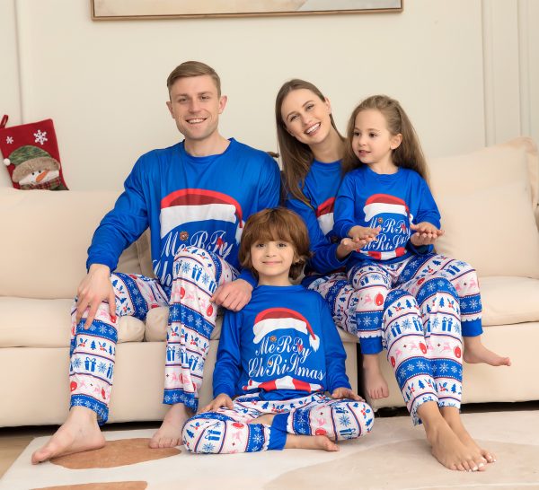 Matching Family Pajamas Sets Christmas PJ's Letter Print Top And Plaid Pants Jammies Sleepwear - Image 2