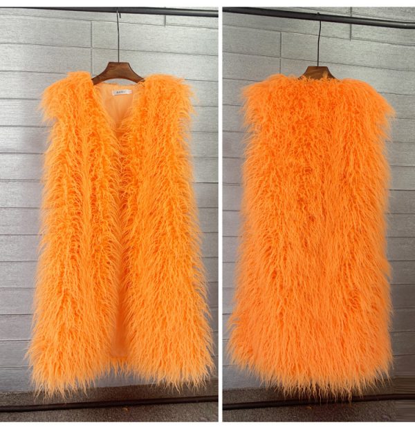 Long  Beach Wool Fur Vest Warm Vest Women's Vest Coat - Image 9