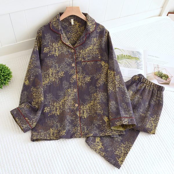 Winter Couple Yarn-dyed Cotton Pajamas Long Sleeve Can Be Outerwear Homewear Men's Suit - Image 5