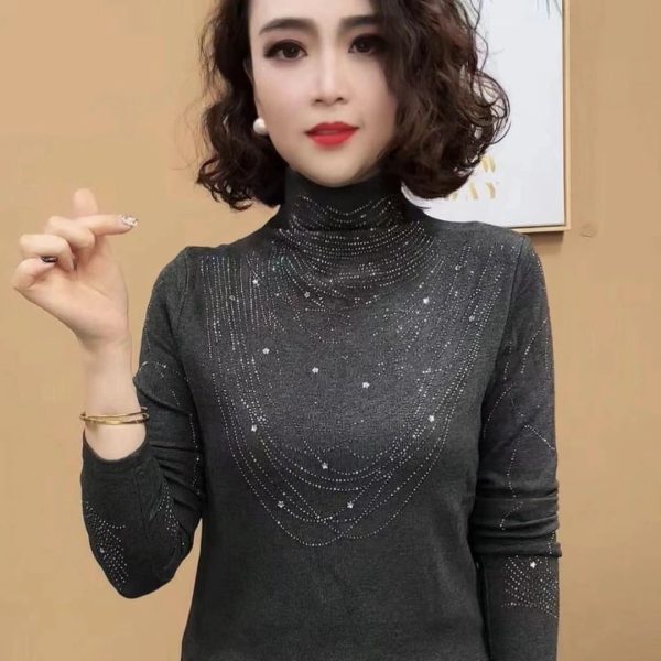 New Age-reducing Rhinestone Western Style All-matching Fashion Long Sleeve Women's Top - Image 3