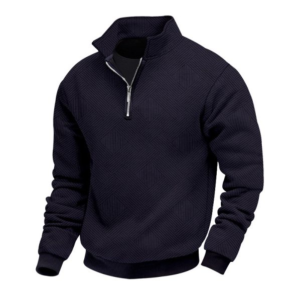 Lapel Zipper Men's Loose-fitting Casual Pullover - Image 7