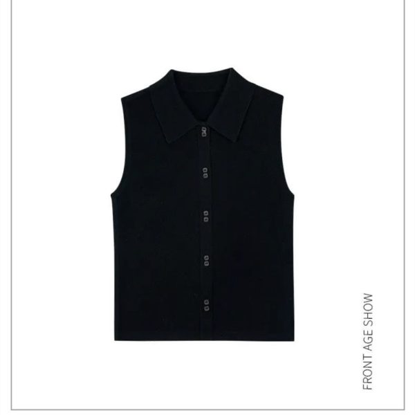 Shirt Collar Knitted Vest For Women New Autumn And Winter Base - Image 5