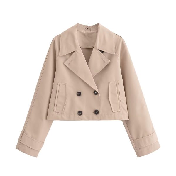 European And American Style Women's Clothing French Trench Coat Long Sleeve Elegant Jacket Coat - Image 6