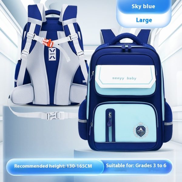 Children's Spine Protector Backpack With Water-repellent Large Capacity Oxford Cloth School Bag - Image 10