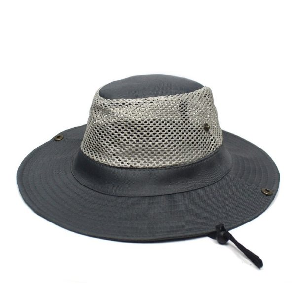 Patchwork Mesh Breathable Bucket Hat Fishing Cycling Windproof Sun Protection Foldable - Image 4