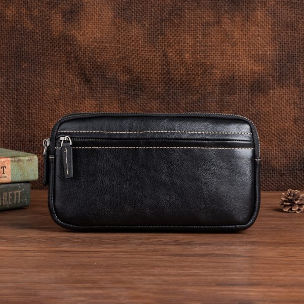 Vertical Model In Square Shape First Layer Cowhide Casual Clutch Men - Image 3