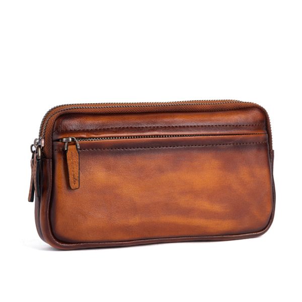 Vertical Model In Square Shape First Layer Cowhide Casual Clutch Men - Image 8