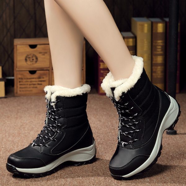 Plus velvet high-top women's shoes waterproof snow boots - Image 5