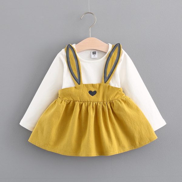 2021 autumn new Korean children's clothing, girls cute rabbit dress, baby baby princess dress 916 - Image 4