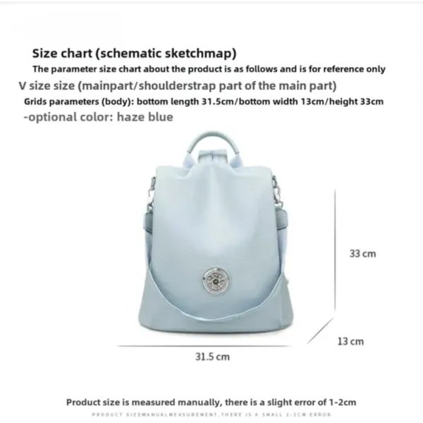 The New Seasonal Series Of Shoulder Bags Haze Blue New Fashion Leisure Ladies Backpack Large Capacity - Image 3