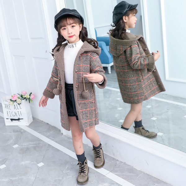 new foreign gas plus velvet jacket thick medium and large children Korean version of the coat woolen coat - Image 2