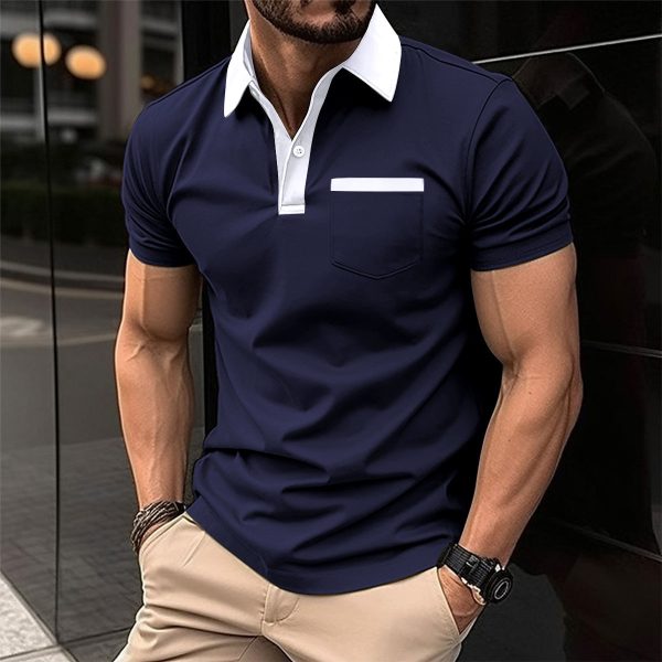 Lapel Fashion Slim Pocket Short-sleeved T-shirt Polo Shirt Men Clothing - Image 6