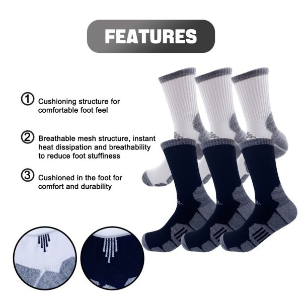 Six Pairs Of Unisex Basketball Mid-calf Socks. They Are Durable, Breathable And Comfortable, Suitable For Every Game, With Terry Cloth Soles For Shock Absorption. - Image 7