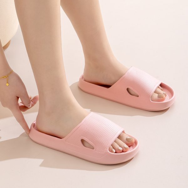 Solid Color Thick Bottom Home Slippers Summer Non-slip Floor Bathroom Slipper Women Men Couples Shoes - Image 2