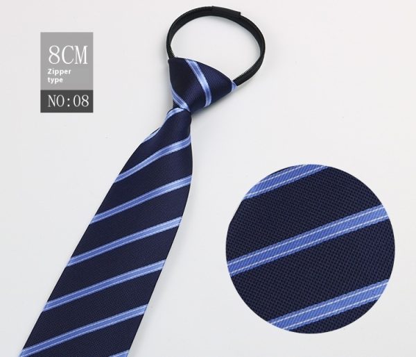 Black Men's Tie Striped Blue Business Tie Lazy Zip Tie In Stock Wholesale Pull Peels - Image 9