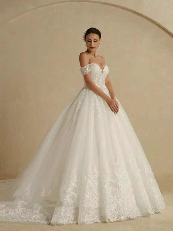 Off-shoulder Bridal Main Wedding Dress Elegant Court Style High-grade Luxury French Light Door Yarn - Image 8