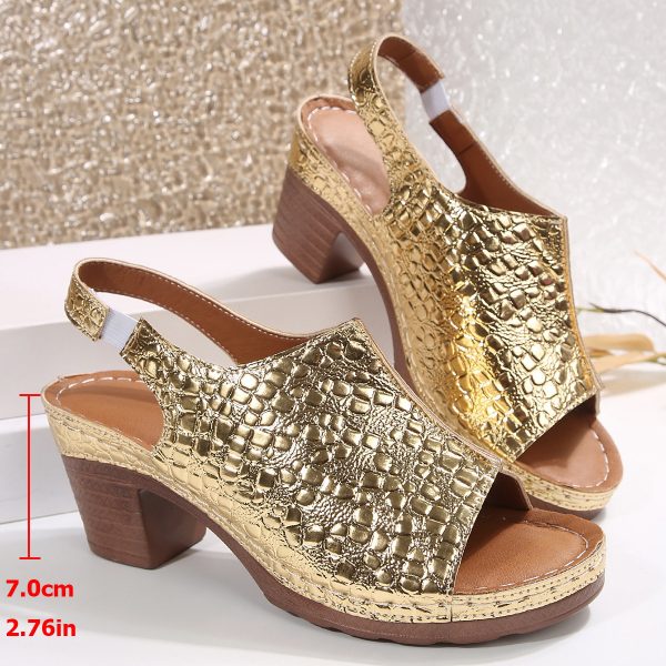 Women's Plus Size Thick Bottom Chunky Heel Wedge Sandals - Image 7