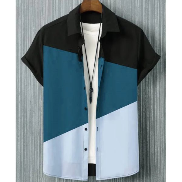 Fashion Trendy Men's Shirt Digital Printing Casual Breathable Stand Collar Short Sleeve - Image 4