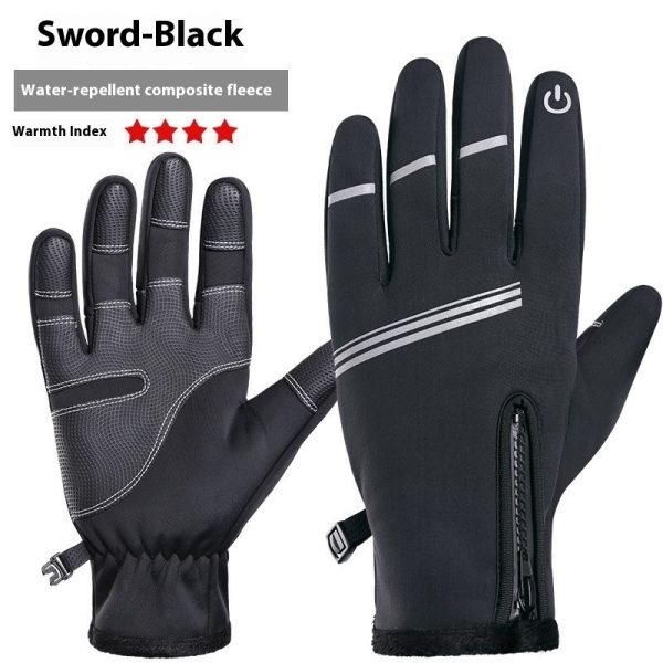 Winter Fleece-lined Thermal And Windproof Riding Leather Gloves - Image 10