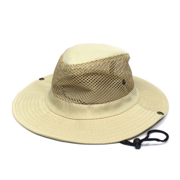 Patchwork Mesh Breathable Bucket Hat Fishing Cycling Windproof Sun Protection Foldable - Image 7