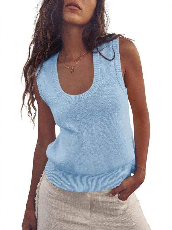 European And American Summer Sweater Vest Sleeveless Rib Knitted - Image 9