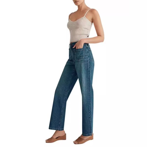 Washed Women's Jeans Wide Leg Trousers Square Pocket - Image 3