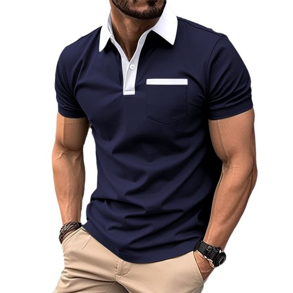 Lapel Fashion Slim Pocket Short-sleeved T-shirt Polo Shirt Men Clothing - Image 10