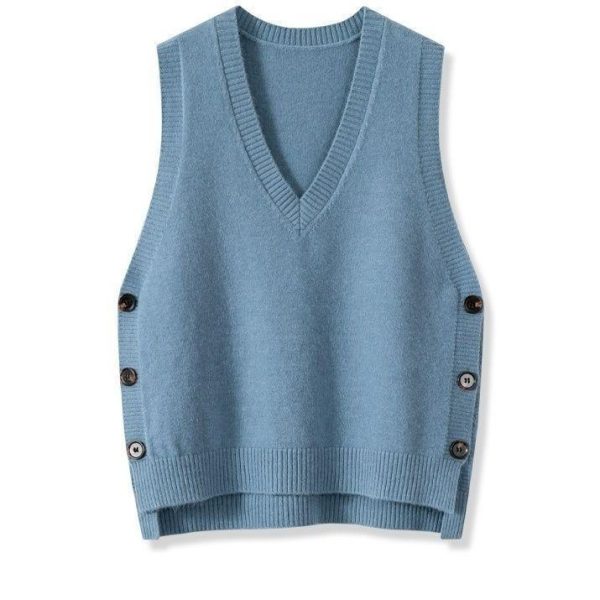 European And American Retro V-neck Knitted Vest Women's Spring Autumn Outerwear - Image 3