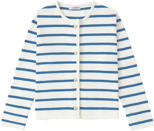 Women's Striped Cardigan Sweater Fashion Long Sleeve Button - Image 5