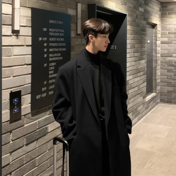 Thickened Belt Woolen Coat Men